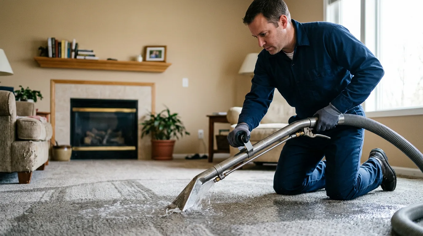 Water damage restoration technician working near York Harbor, ME